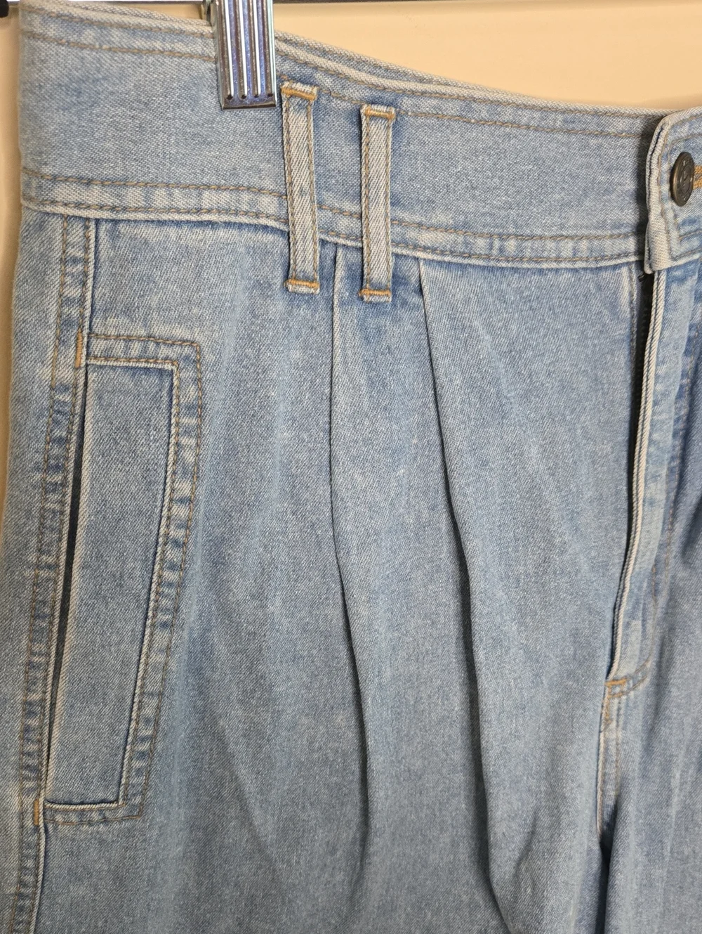 Liz Claiborne Vintage Denim Jorts Pleated Jean Shorts High Rise 90s Mom Size 14